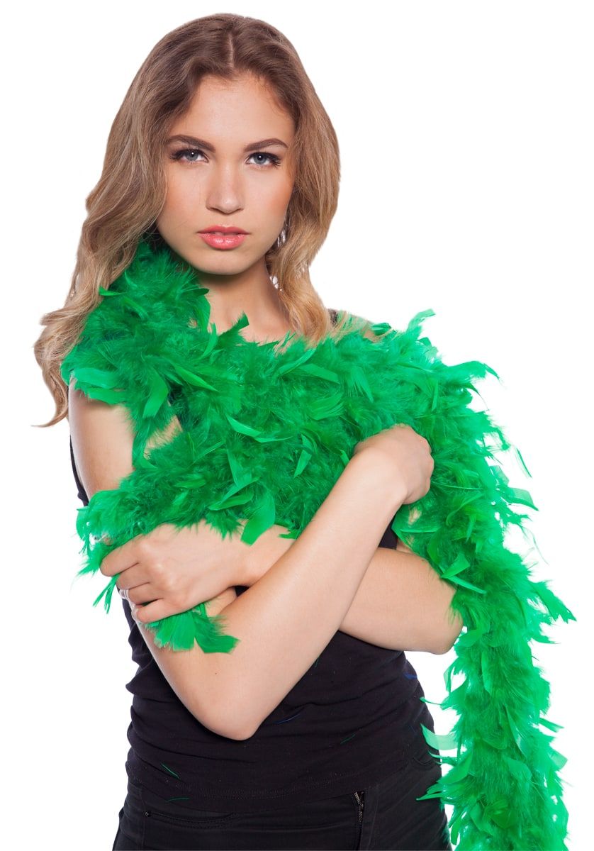 Groene luxe veren boa 180cm