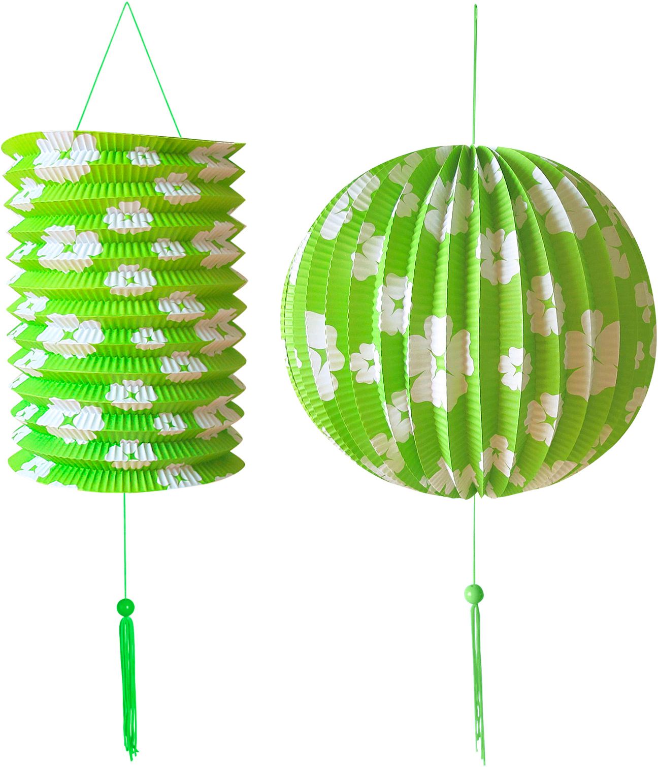 Groene papieren bal en lampion