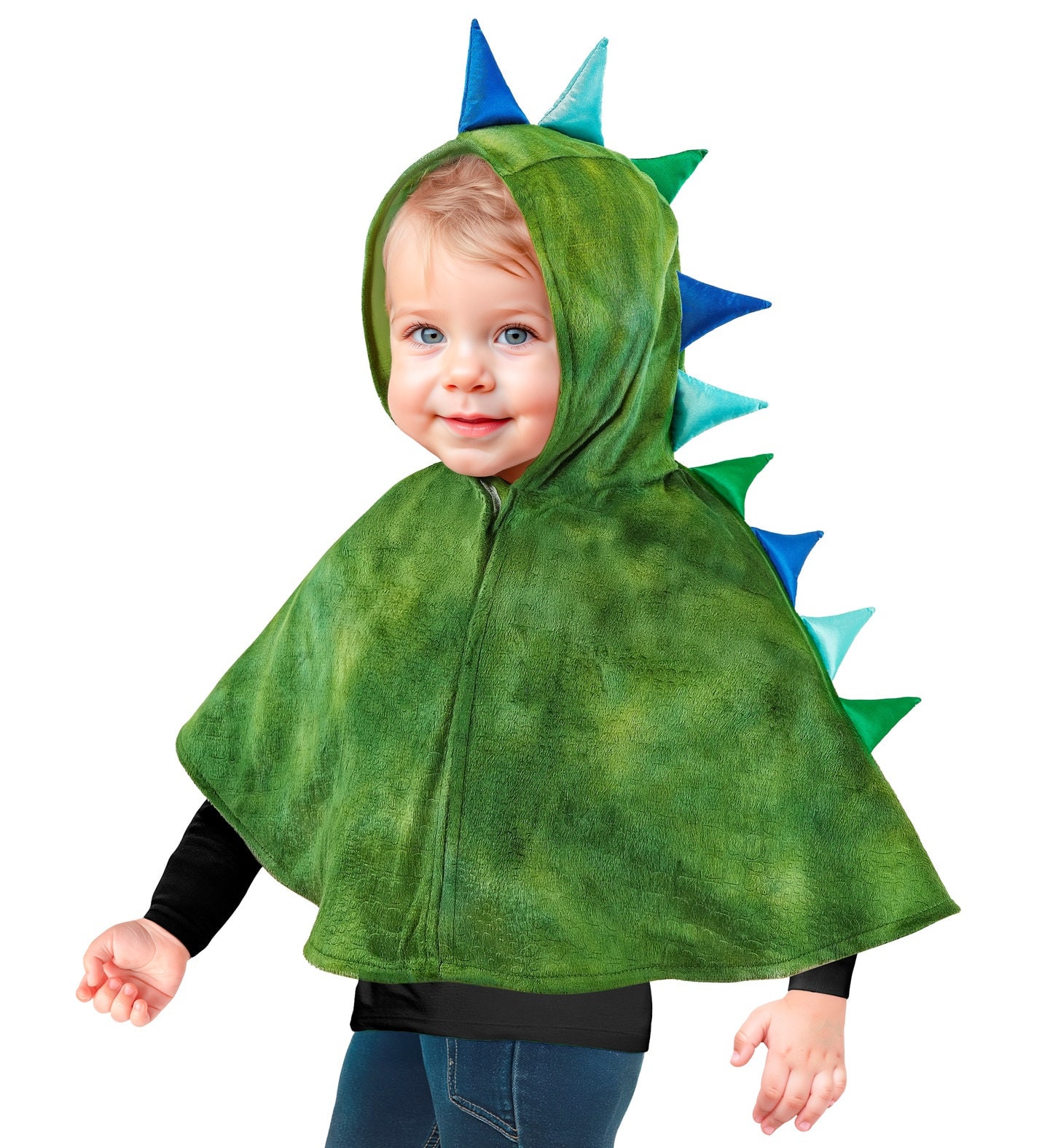 Groene Pluche Dino Pocho Cape met Capuchon Kind 98 cm