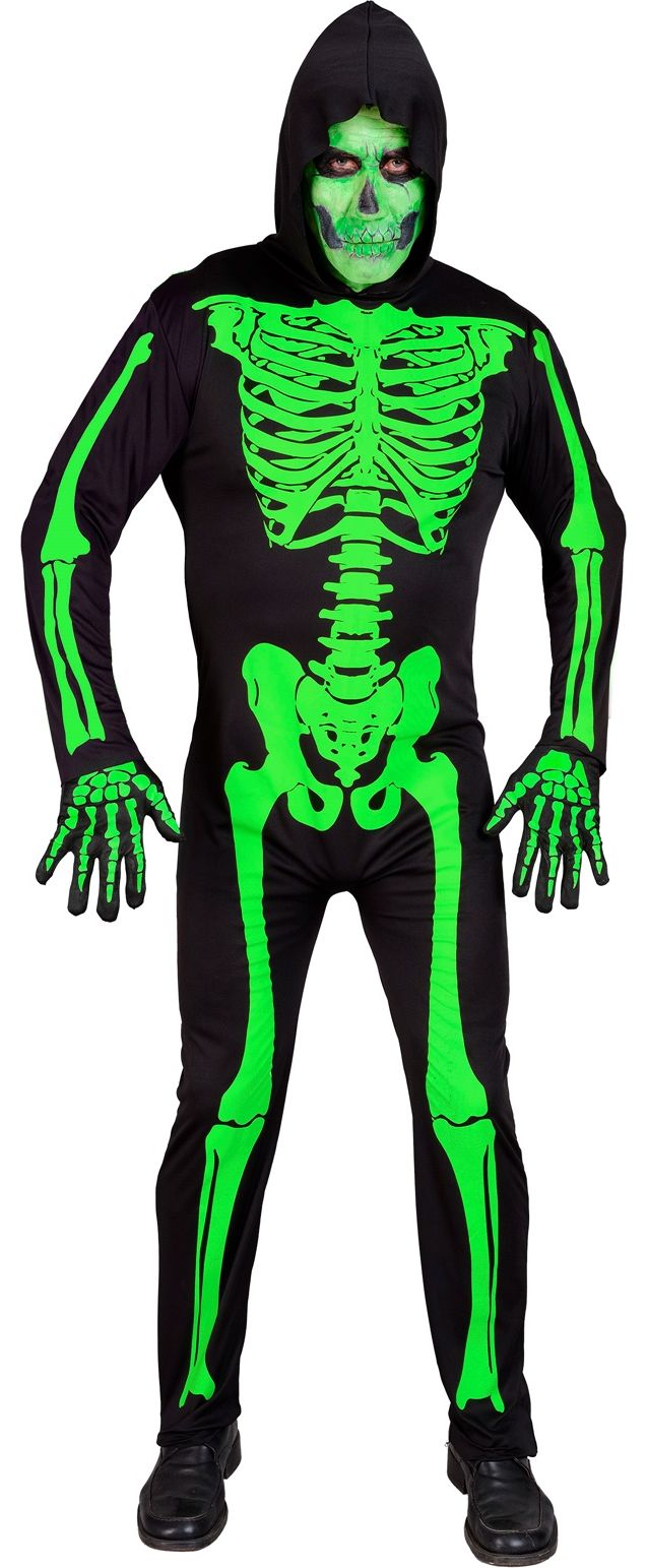 Groene skelet pak halloween mannen