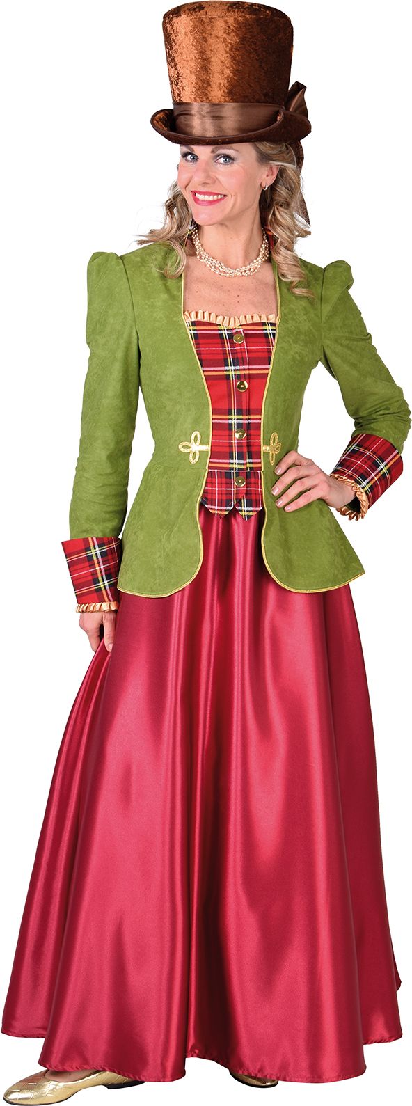 Groene victoriaanse jurk vrouwen