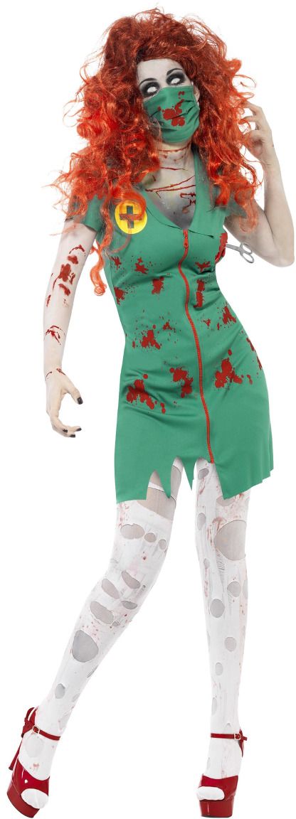 Groene zombie zuster kostuum