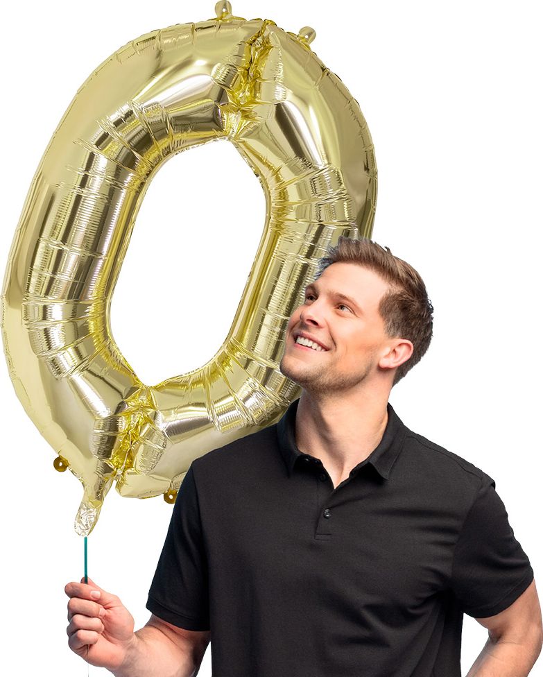 Grote Gouden Folieballon Cijfer '0' 86 cm