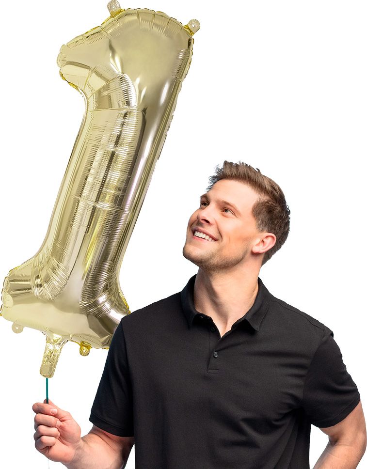 Grote Gouden Folieballon Cijfer '1' 86 cm