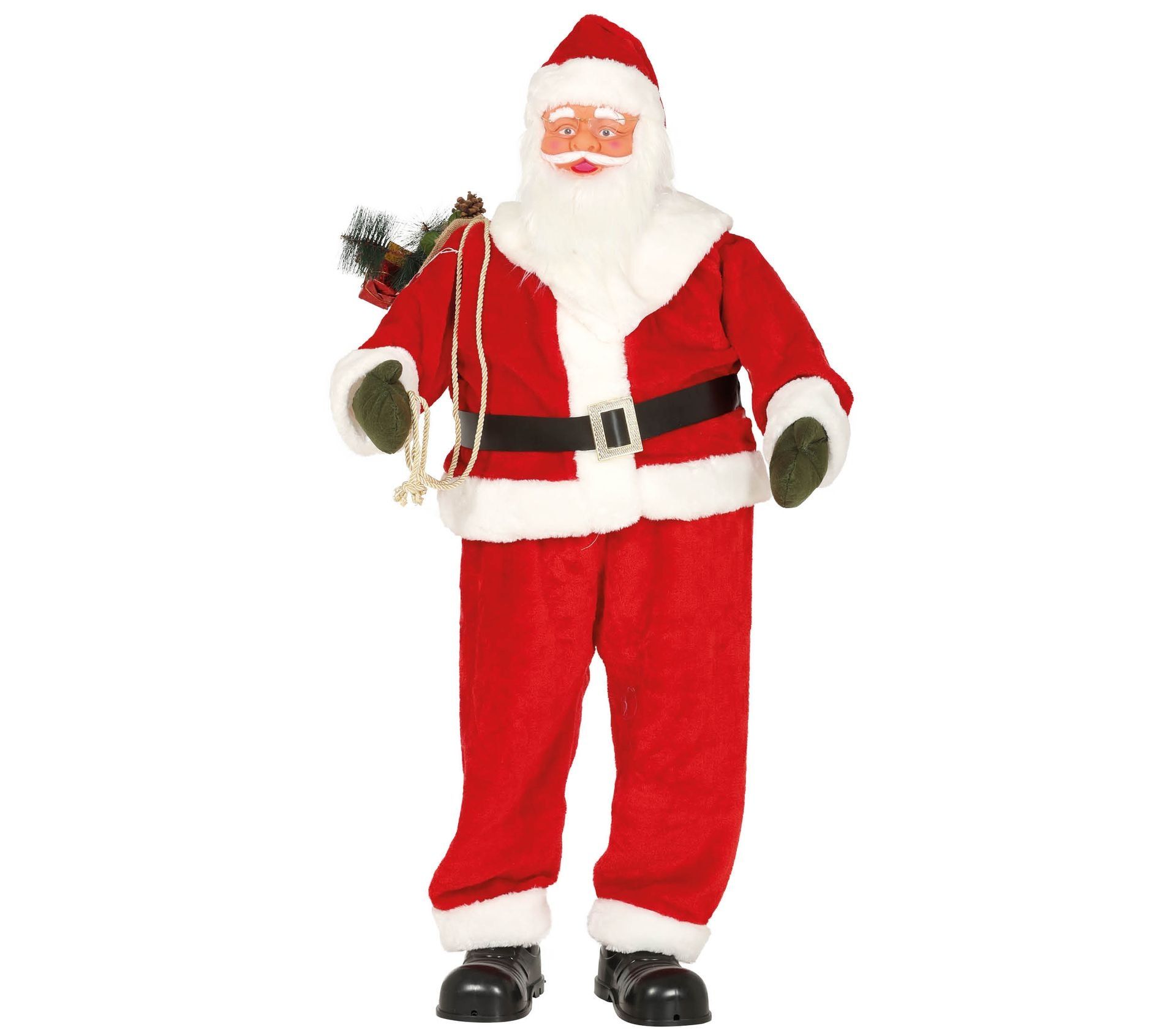 Grote kerstman muziekfiguur met beweging 180cm