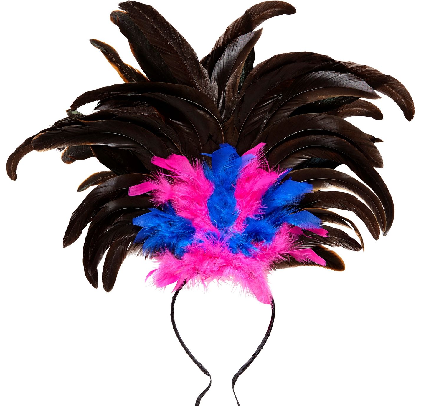 Haarband met veren copacabana blauw roze