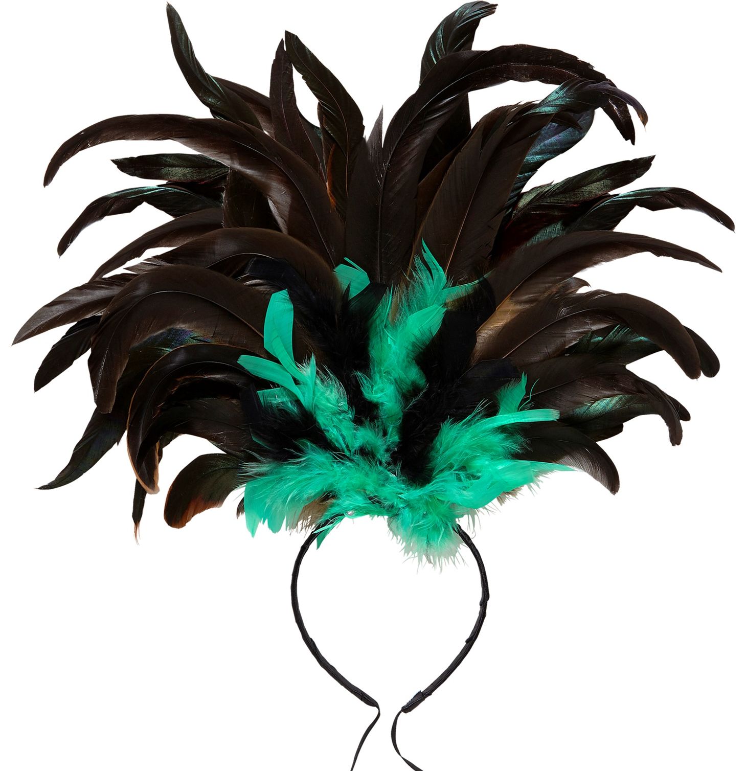 Haarband met veren copacabana groen