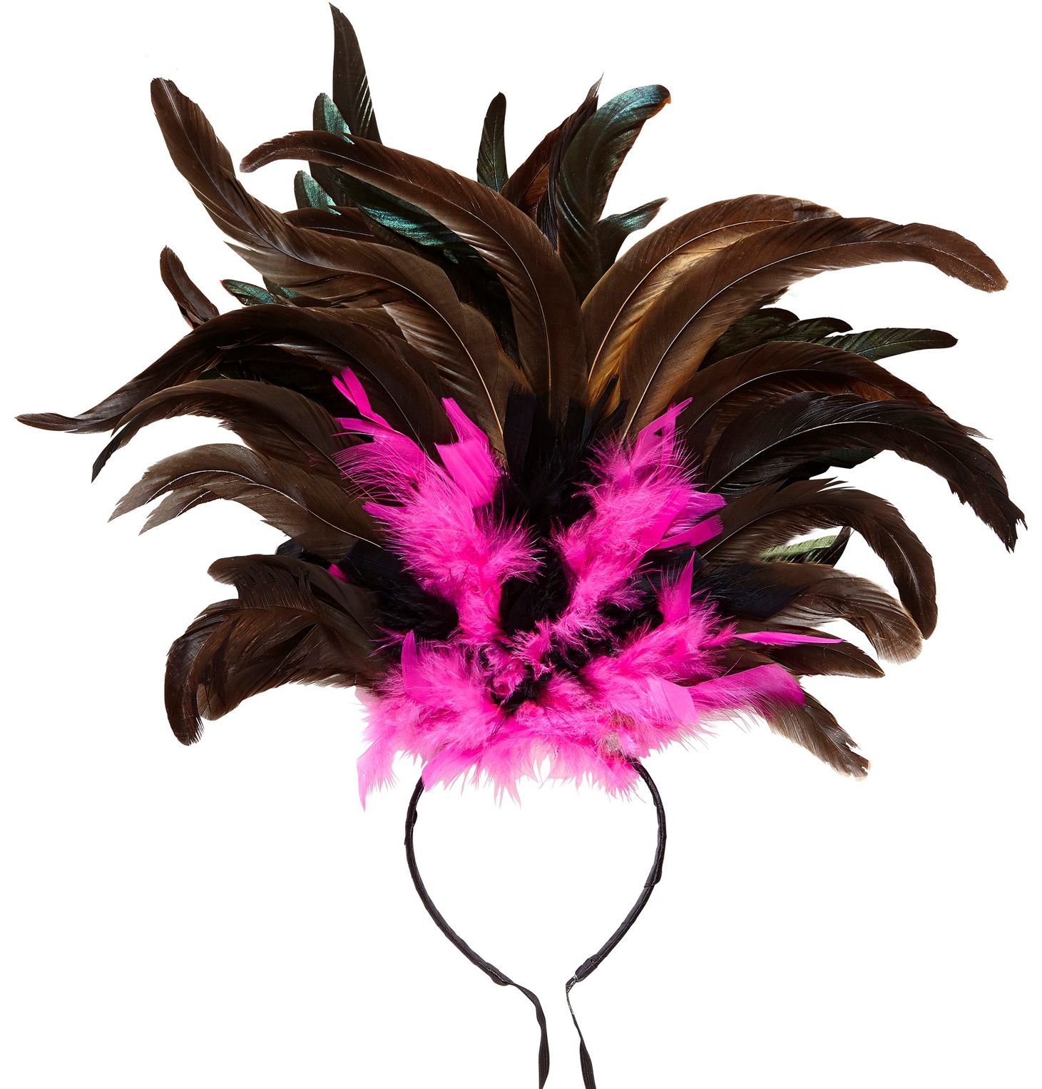 Haarband met veren copacabana roze