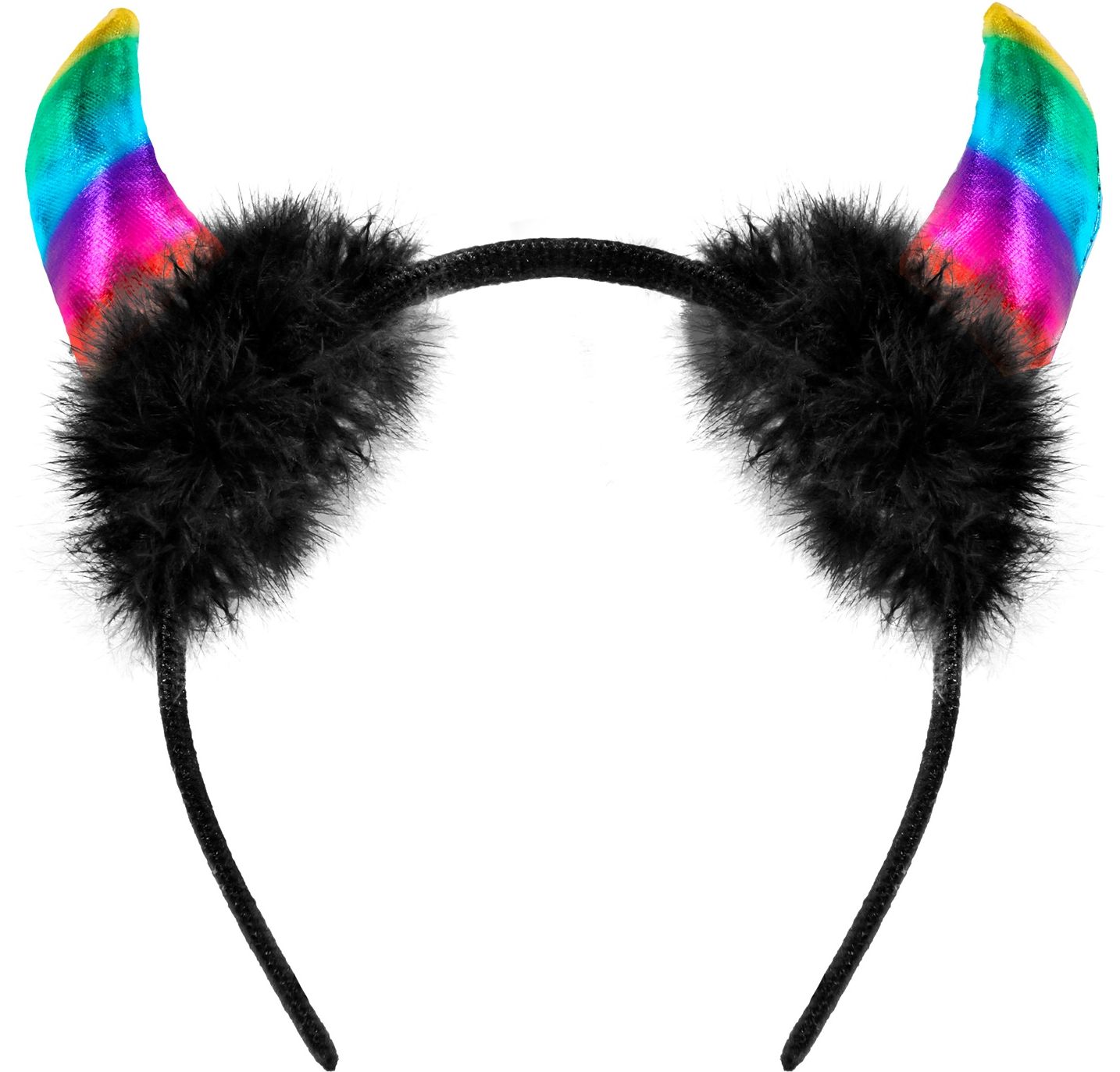 Haarband metallic regenboog hoorntjes