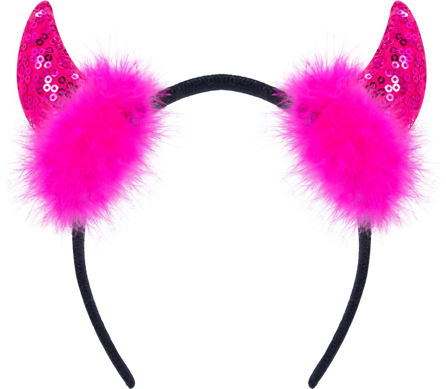 Haarband roze pailletten hoorntjes