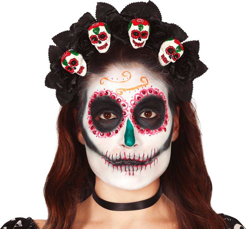 Haarband schels en bloemen day of the dead