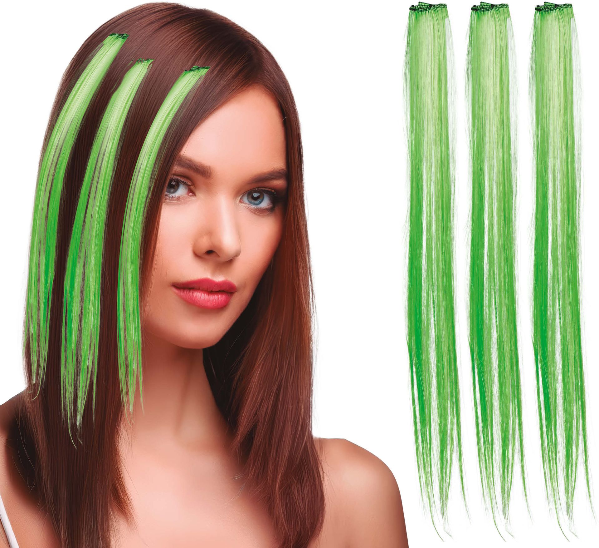 Haarextensies Set Groen 3 Stuks