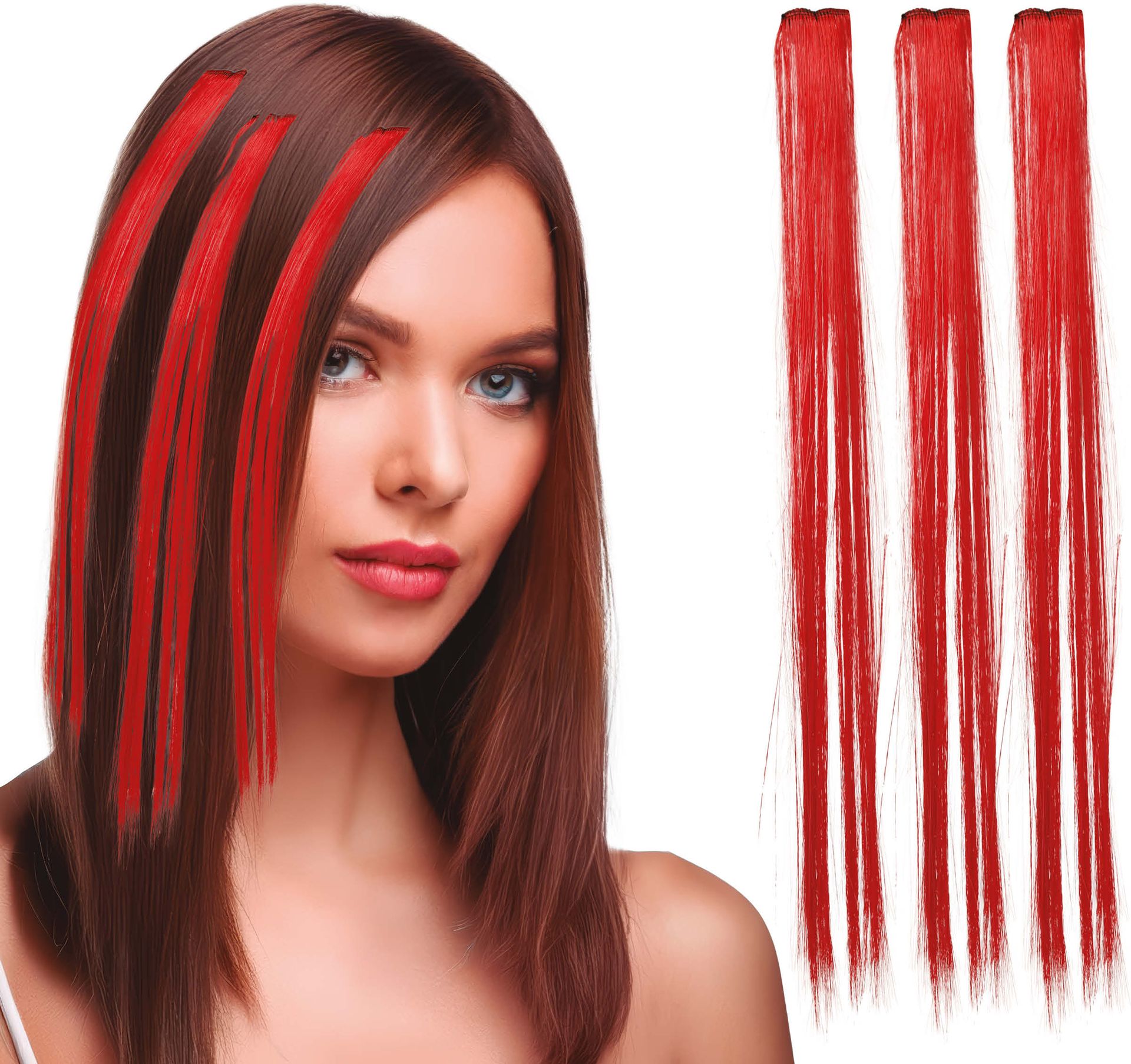 Haarextensies Set Rood 3 Stuks