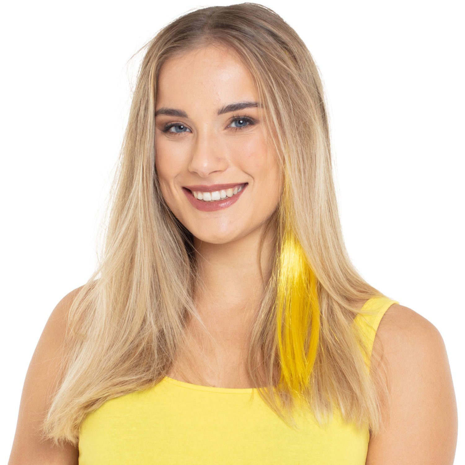 Hair extension neon geel