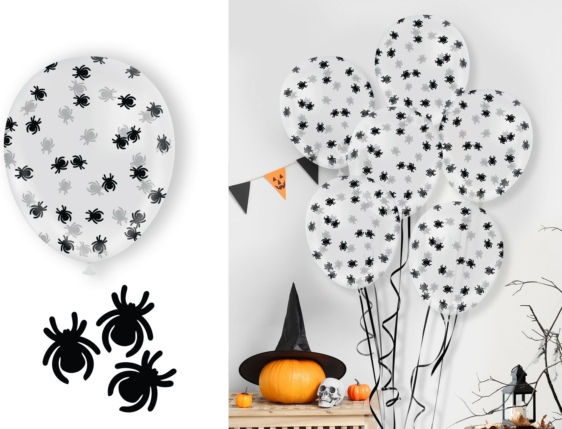 Halloween Ballonnen met Spinnen Confetti