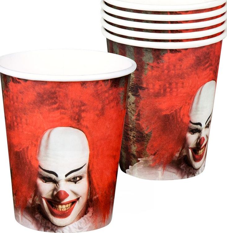 Halloween clown bekertjes 6x