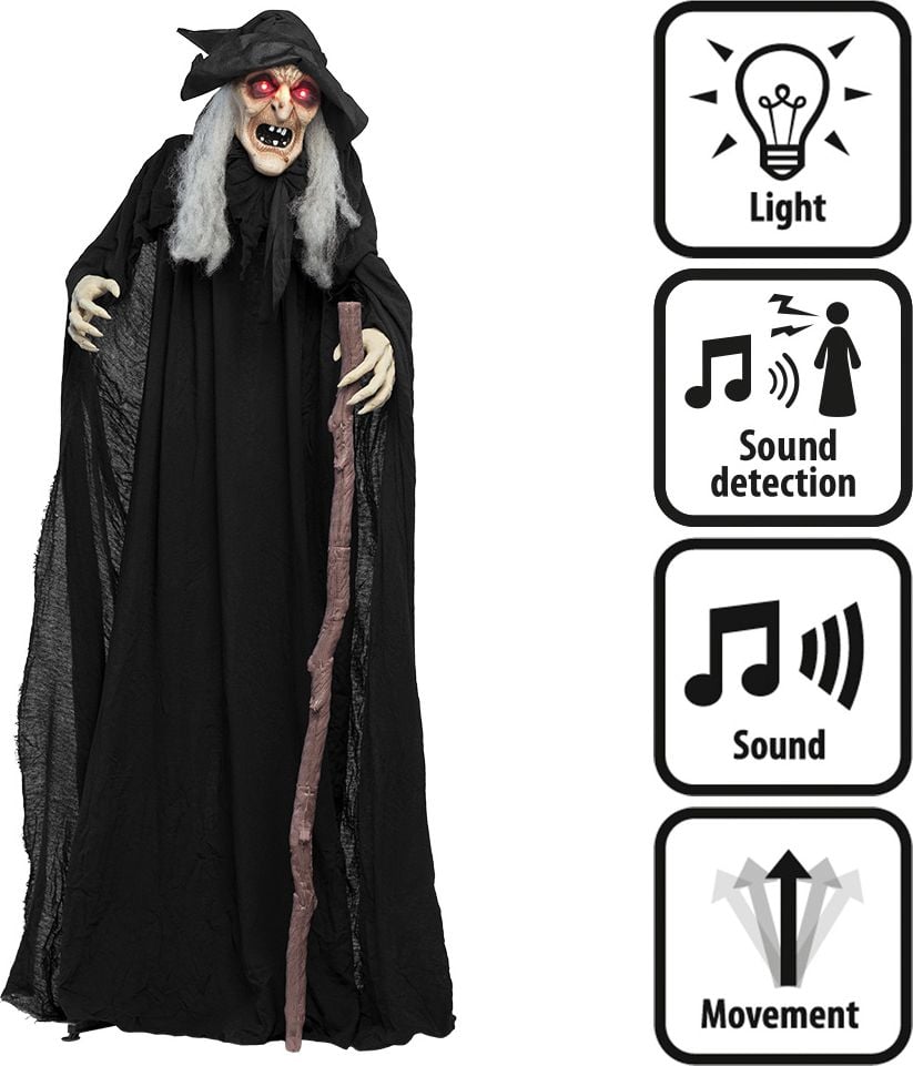 Halloween decoratie grote heks Endora licht, geluid & beweging