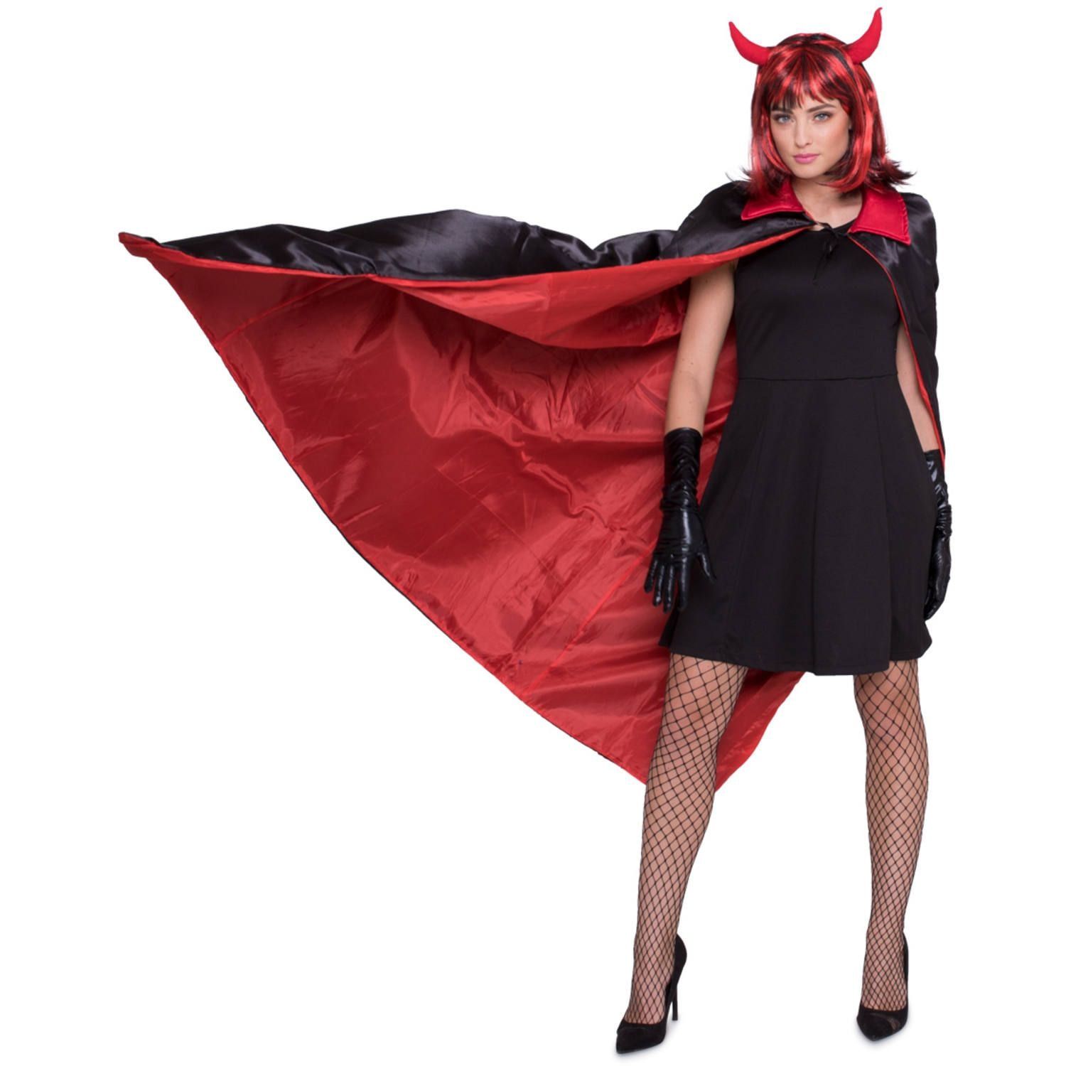 Halloween dracula cape rood zwart omkeerbaar