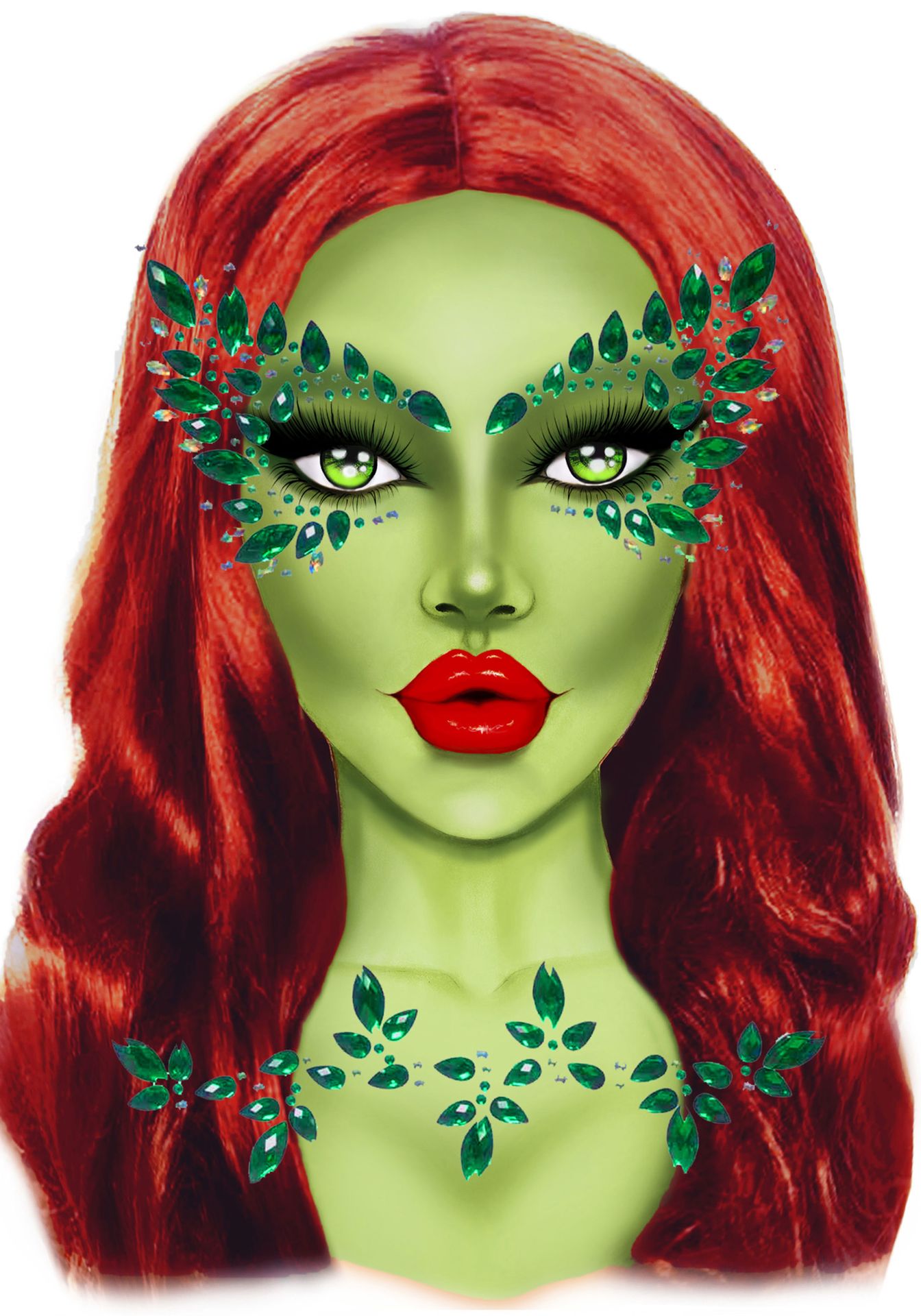 Halloween groene poison gezicht jewels