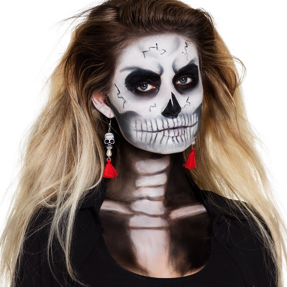 Halloween oorbellen met schedels