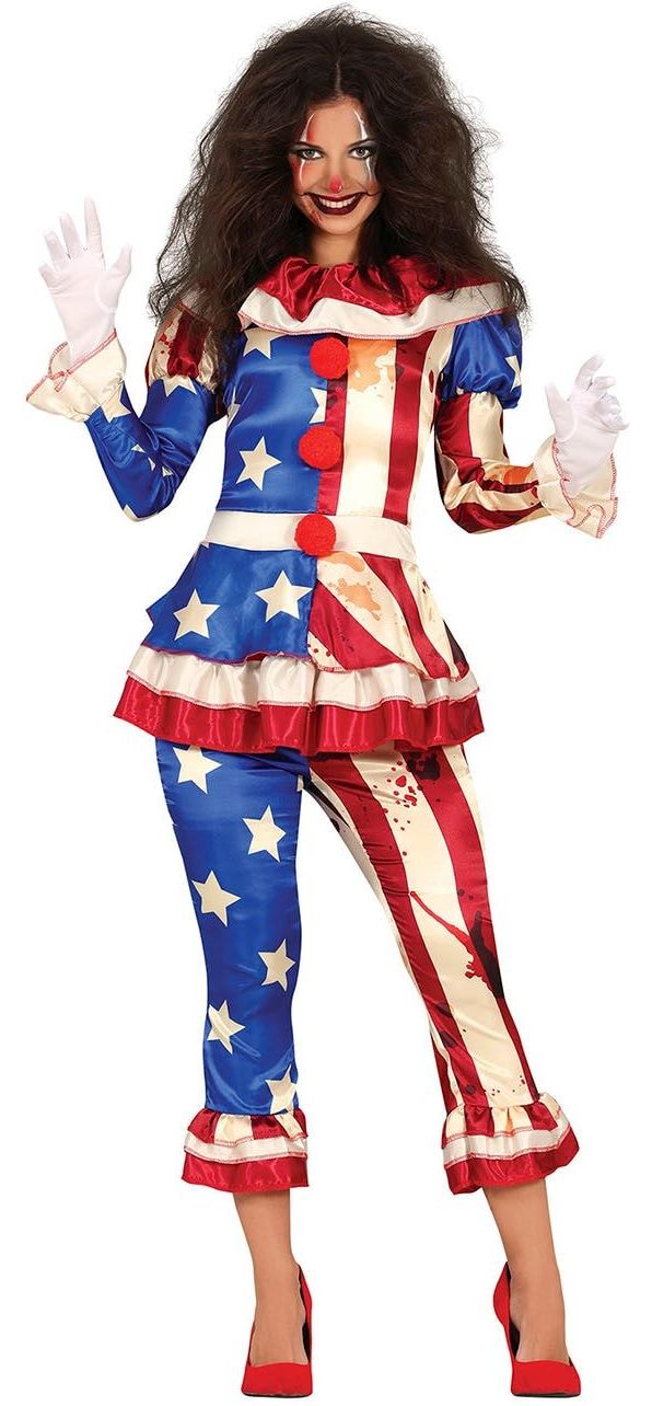 Halloween patriot USA killer clown kostuum dames