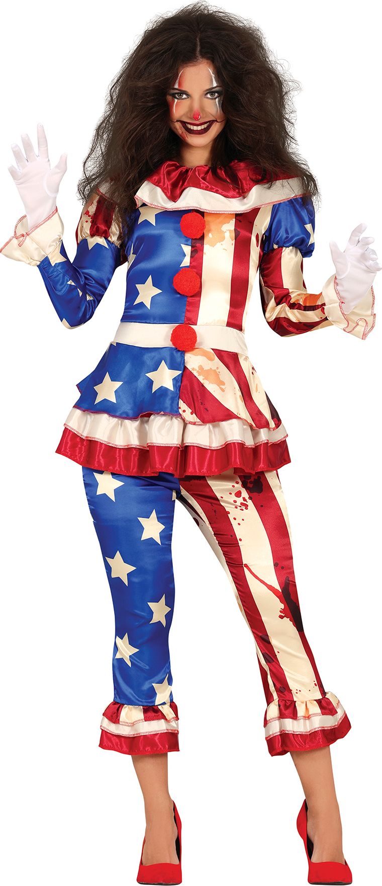 Halloween patriot USA killer clown kostuum dames