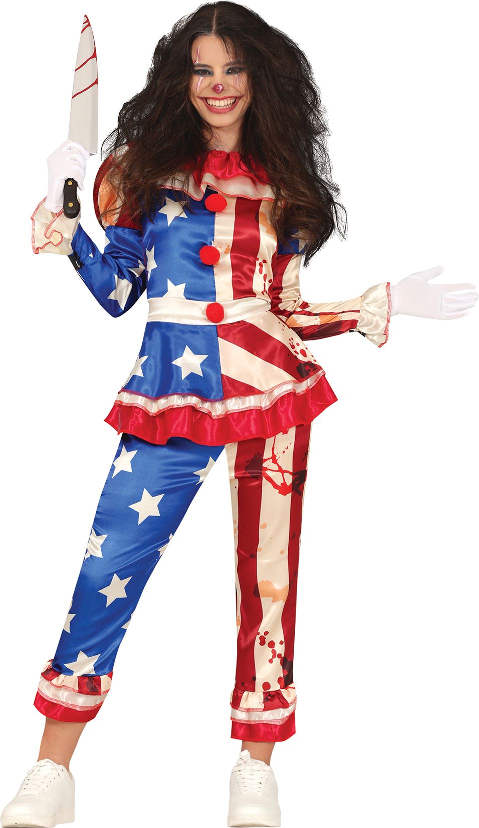 Halloween Patriot Usa Killer Clown Kostuum Meisjes 14-16 Jaar