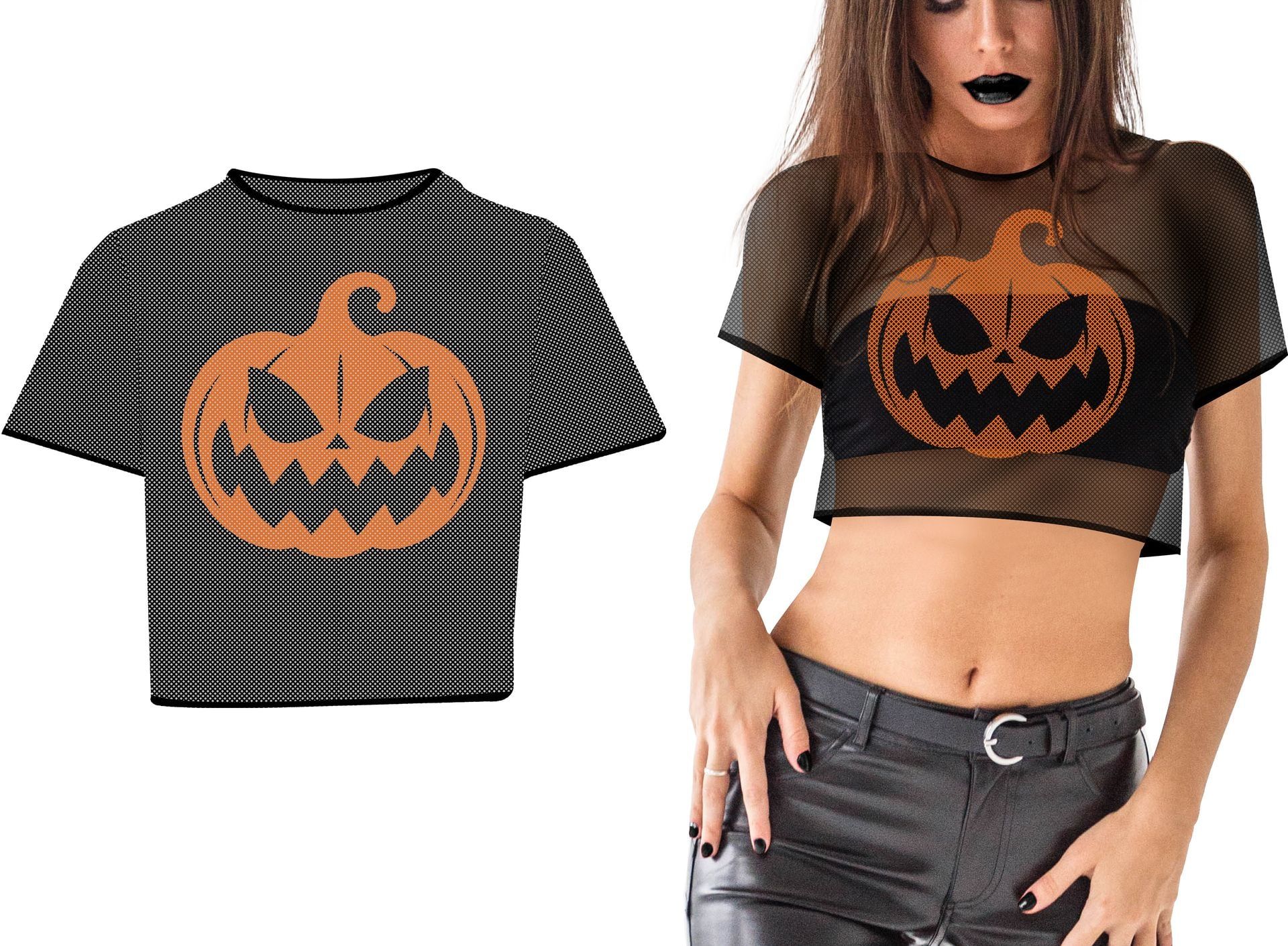 Halloween Pompoen Crop Top