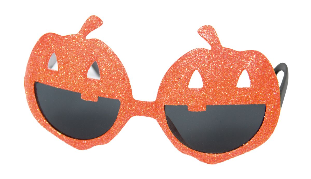 Halloween pompoen glitter bril