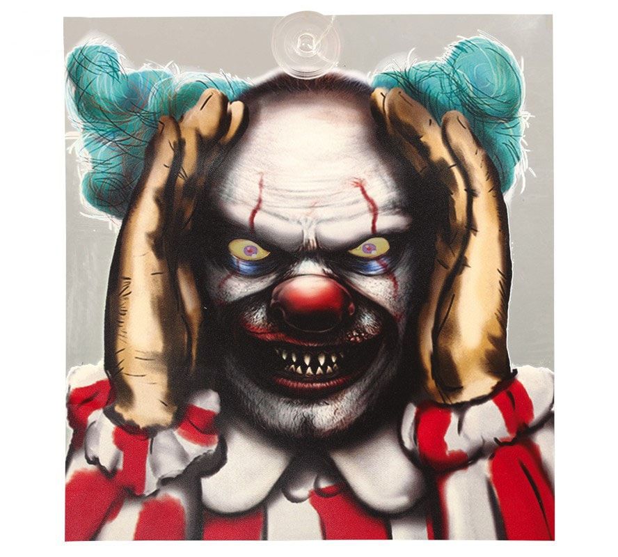 Halloween raamdecoratie horror clown