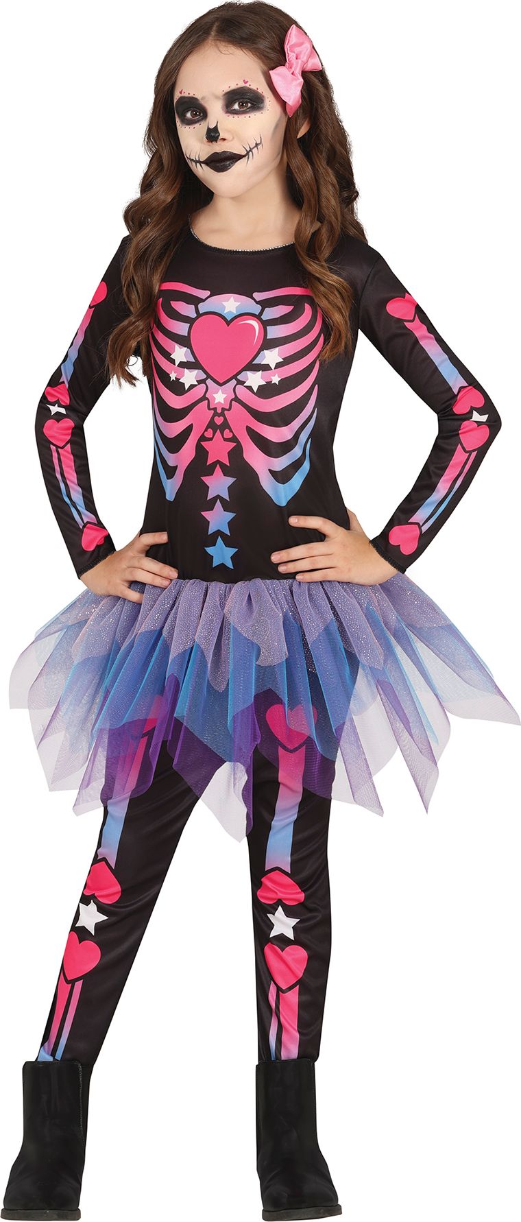 Halloween roze skelet jurkje kind