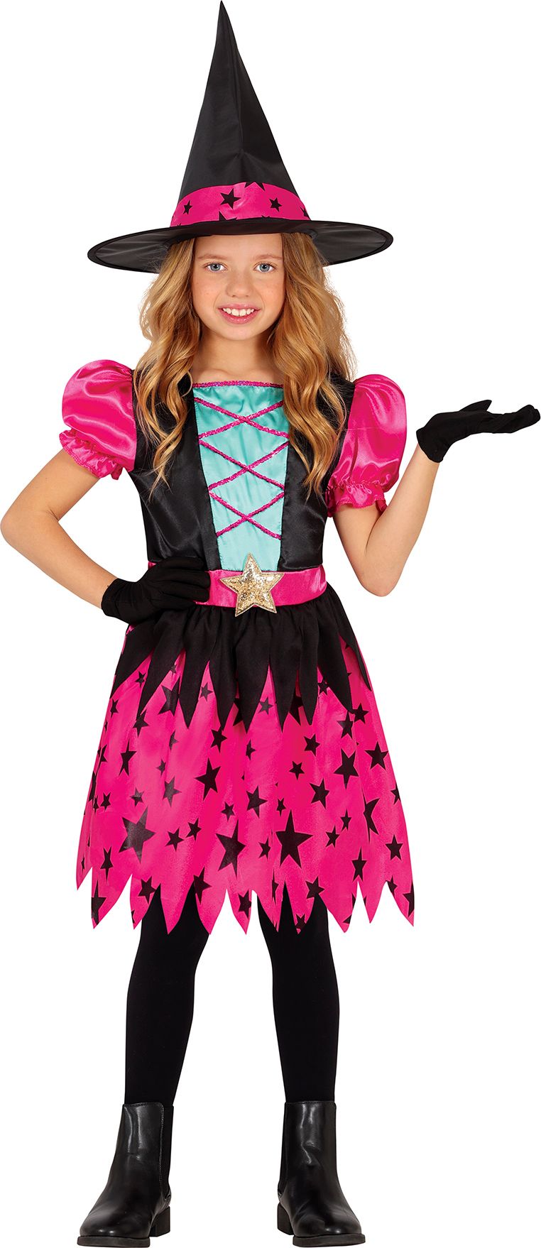 Halloween roze sterren heks jurkje kind