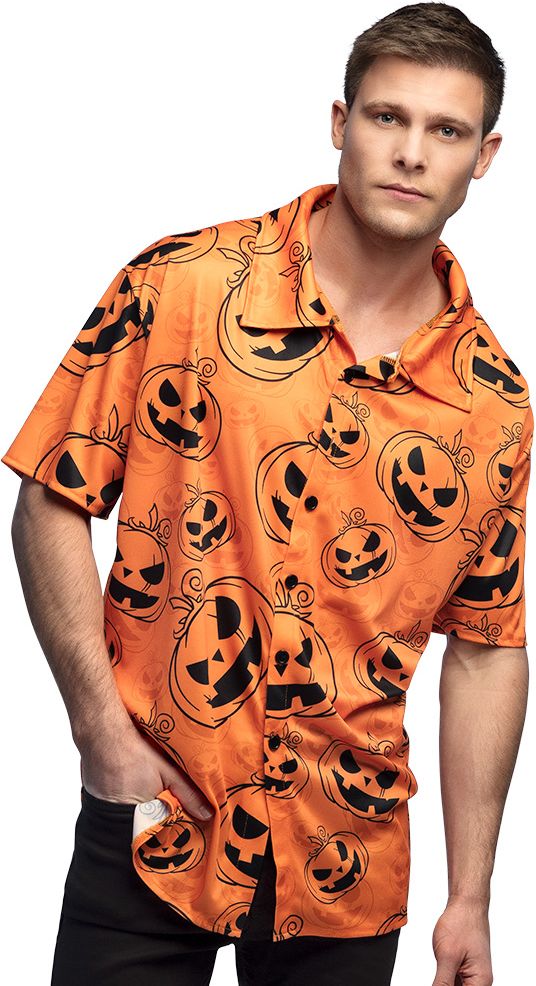 Halloween shirt oranje heren