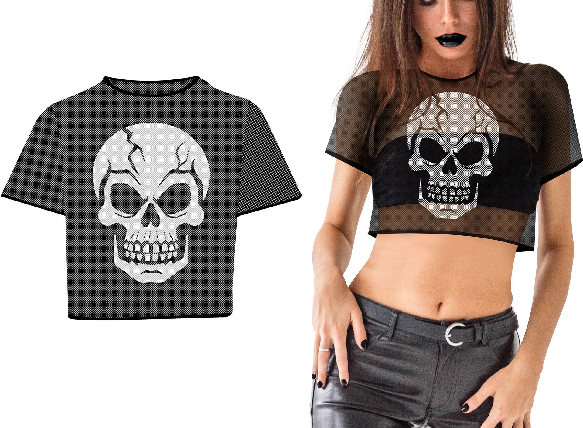 Halloween Skelet Crop Top