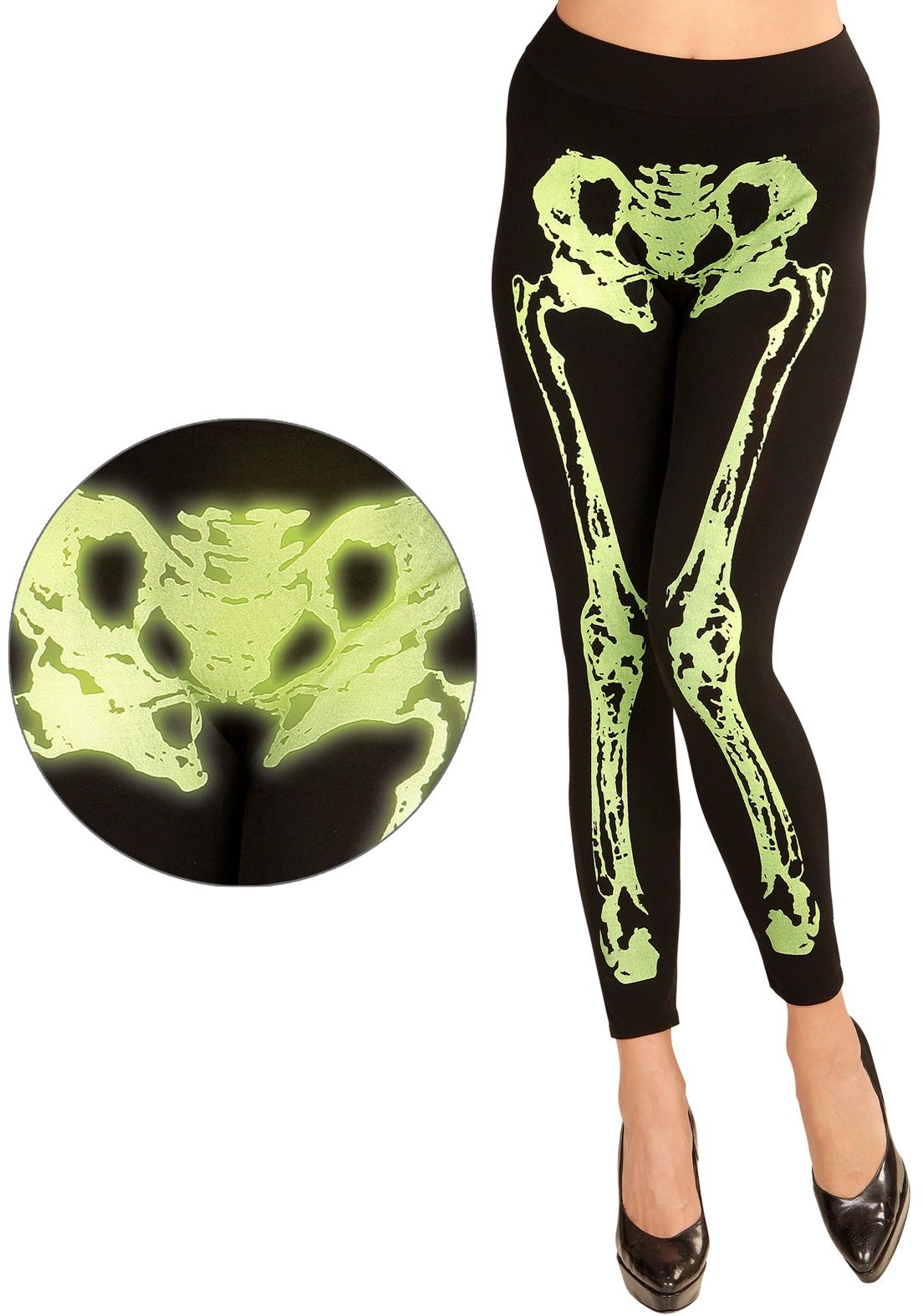 Halloween skelet legging neon groen