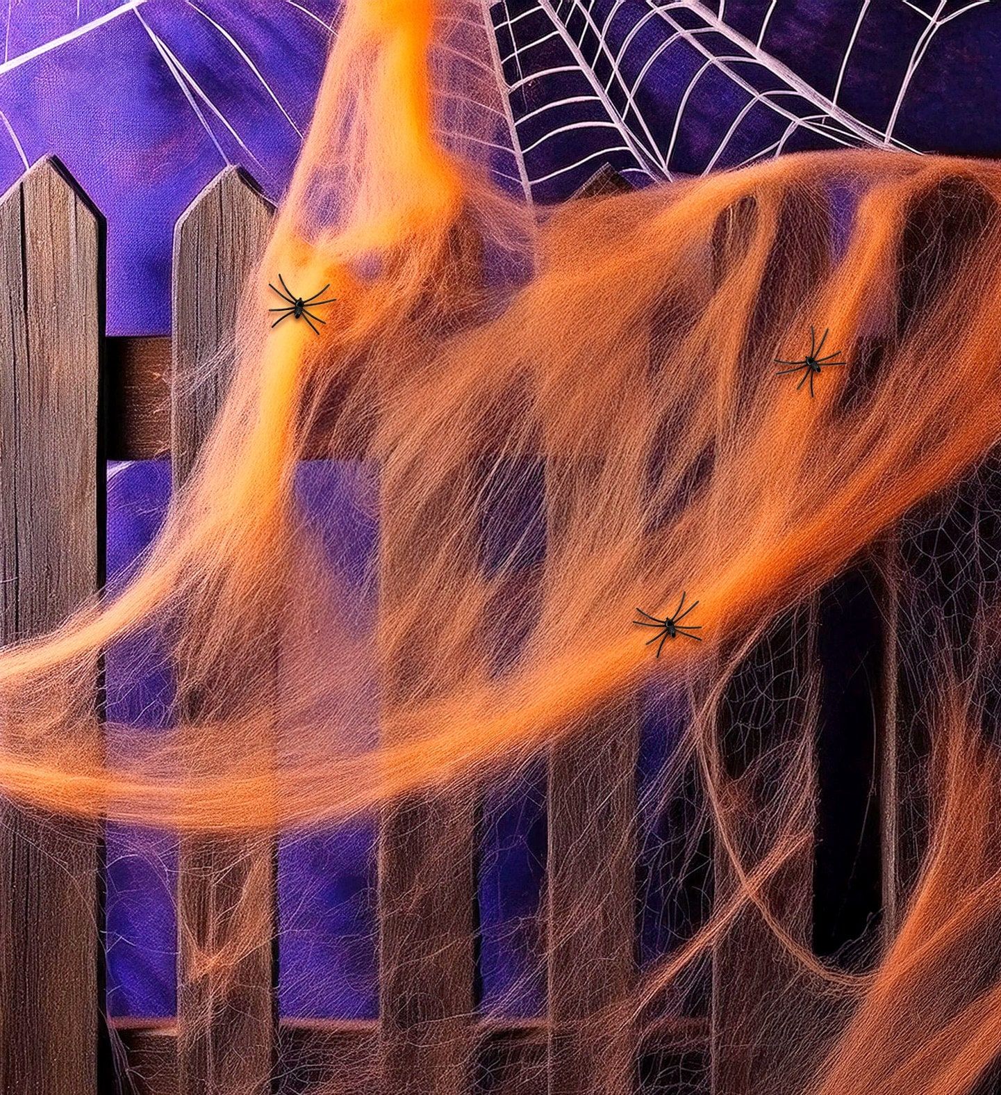 Halloween Spinnenweb Oranje met Spinnen
