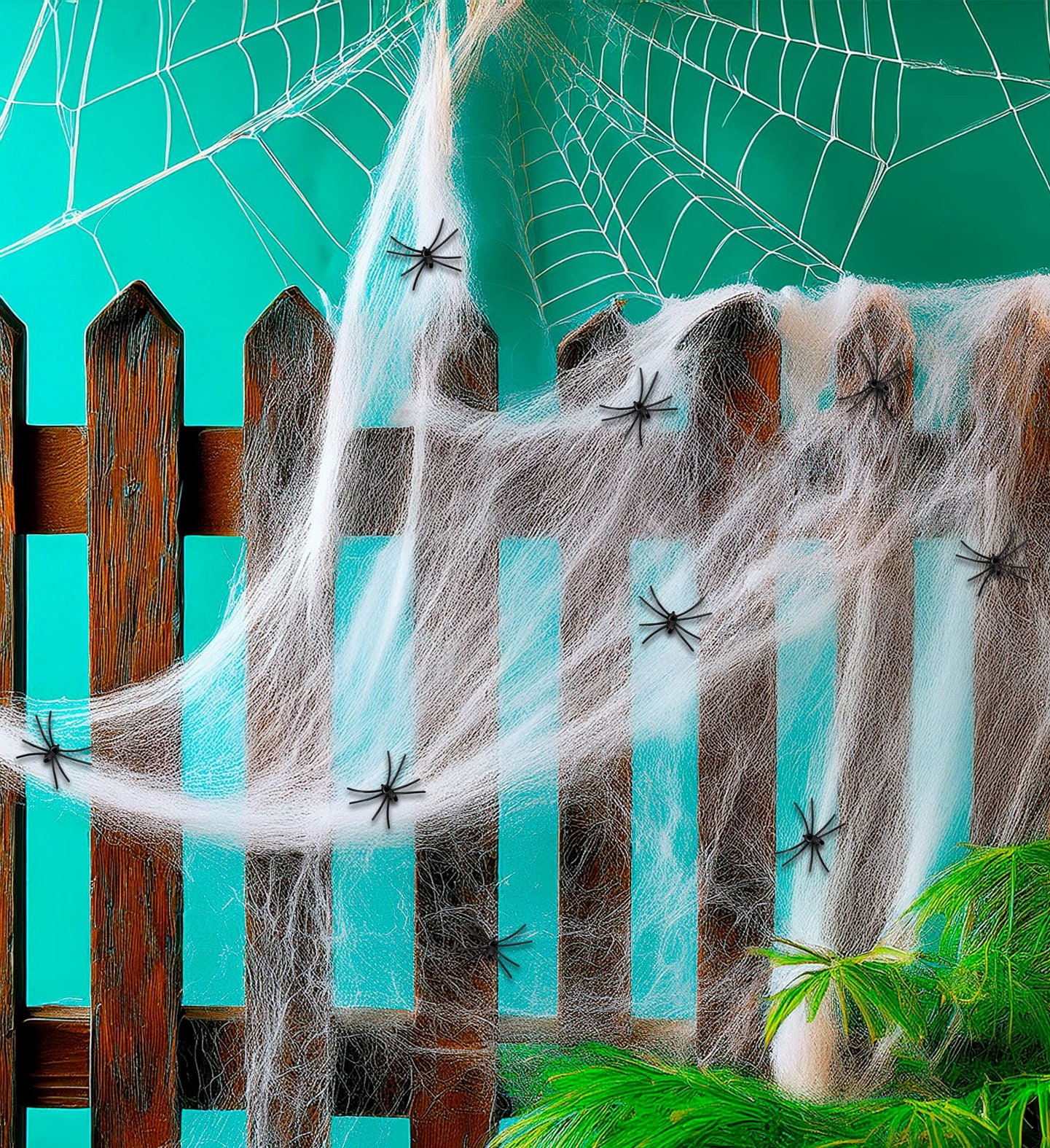 Halloween Spinnenweb Wit met Spinnen