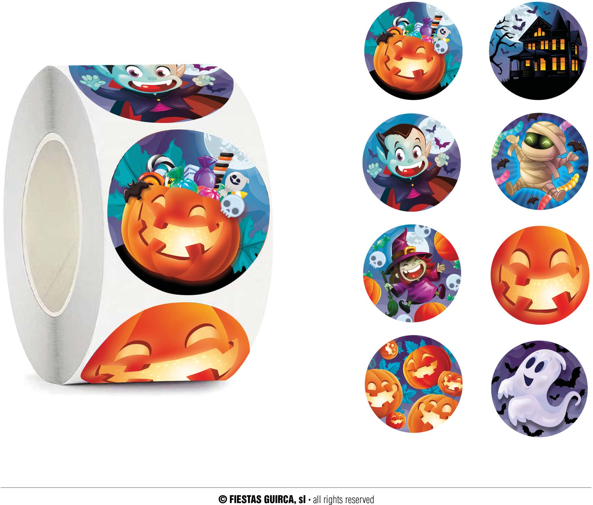 Halloween Stickers Rol Kleurrijk 200 Stuks