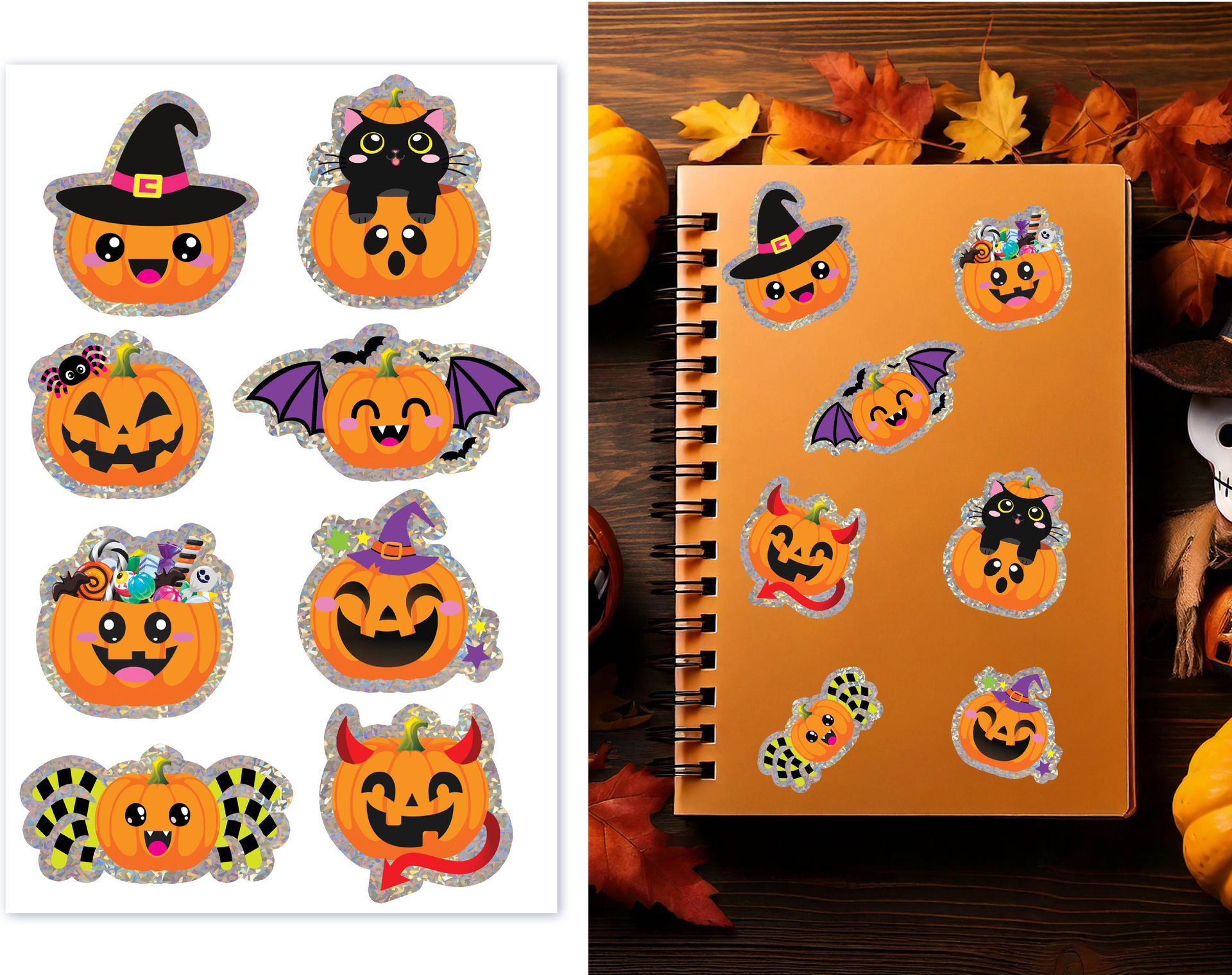 Halloween Stickervel Pompoen