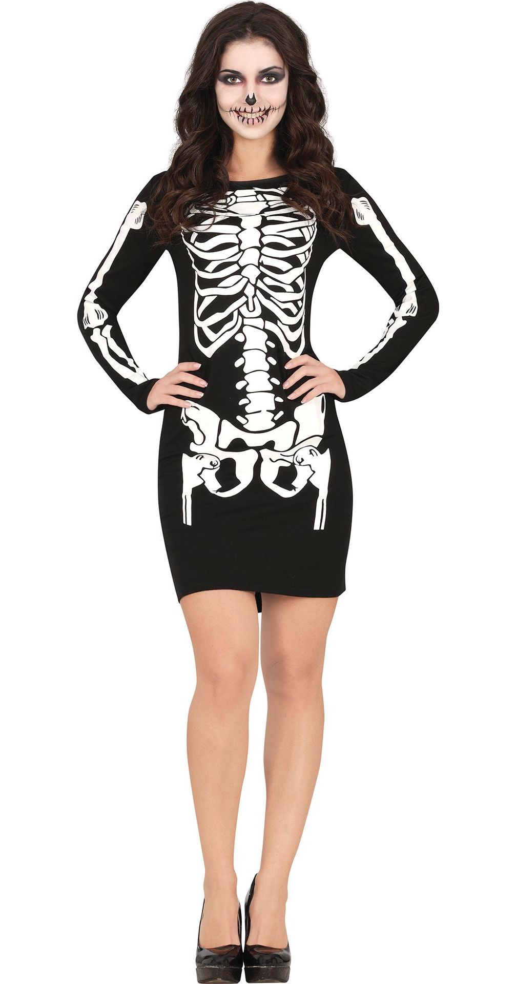 Halloween verleidelijk skelet jurkje dames
