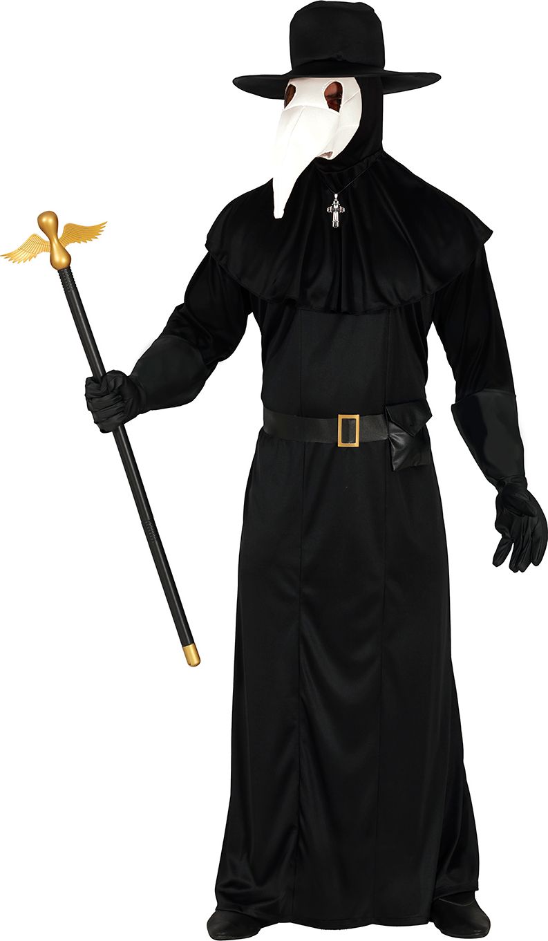 Halloween zwarte pest dokter outfit heren