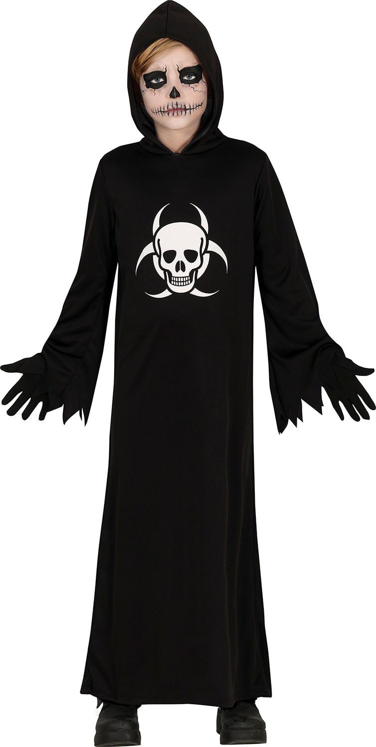 Halloween zwarte skull tuniek kind