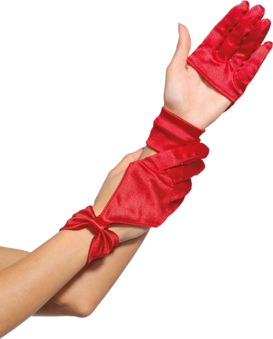 Halve handschoenen met strikje rood