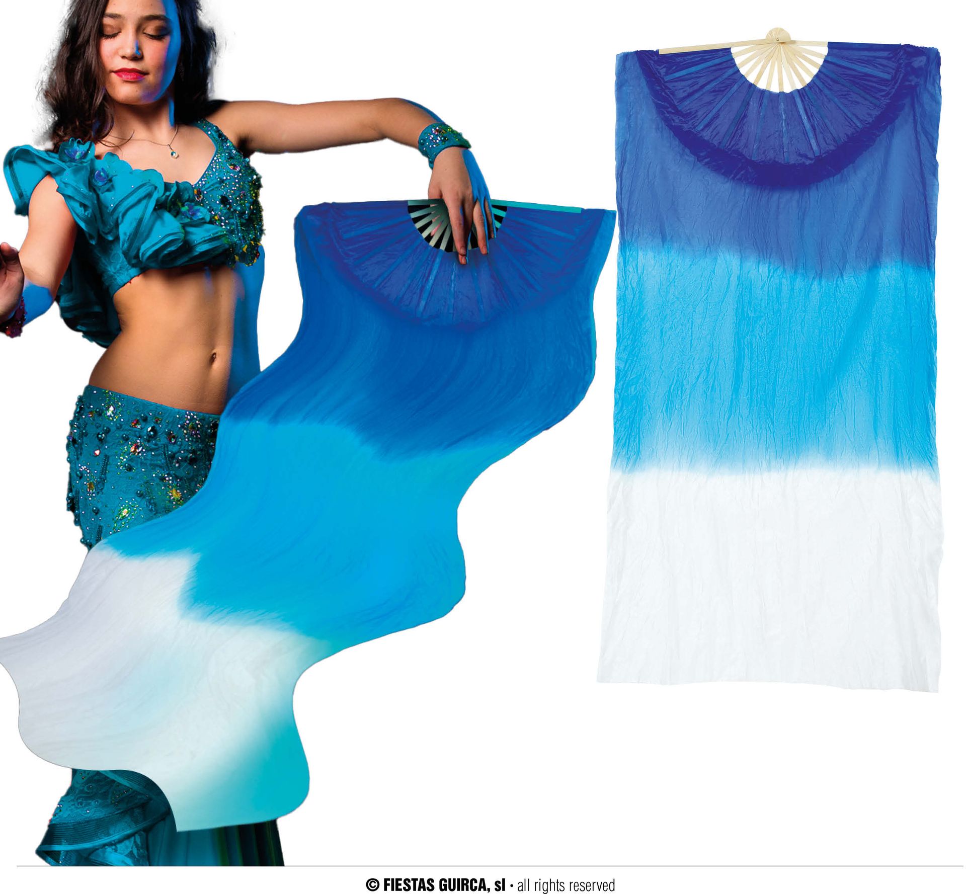 Handwaaier met Doek Oceaan Blauw