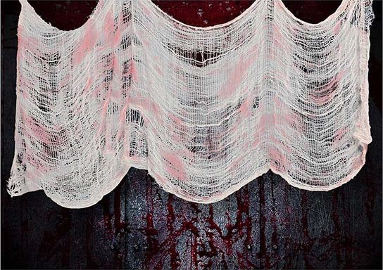 Hangdecoratie bloederige stof 76 x 228 cm halloween