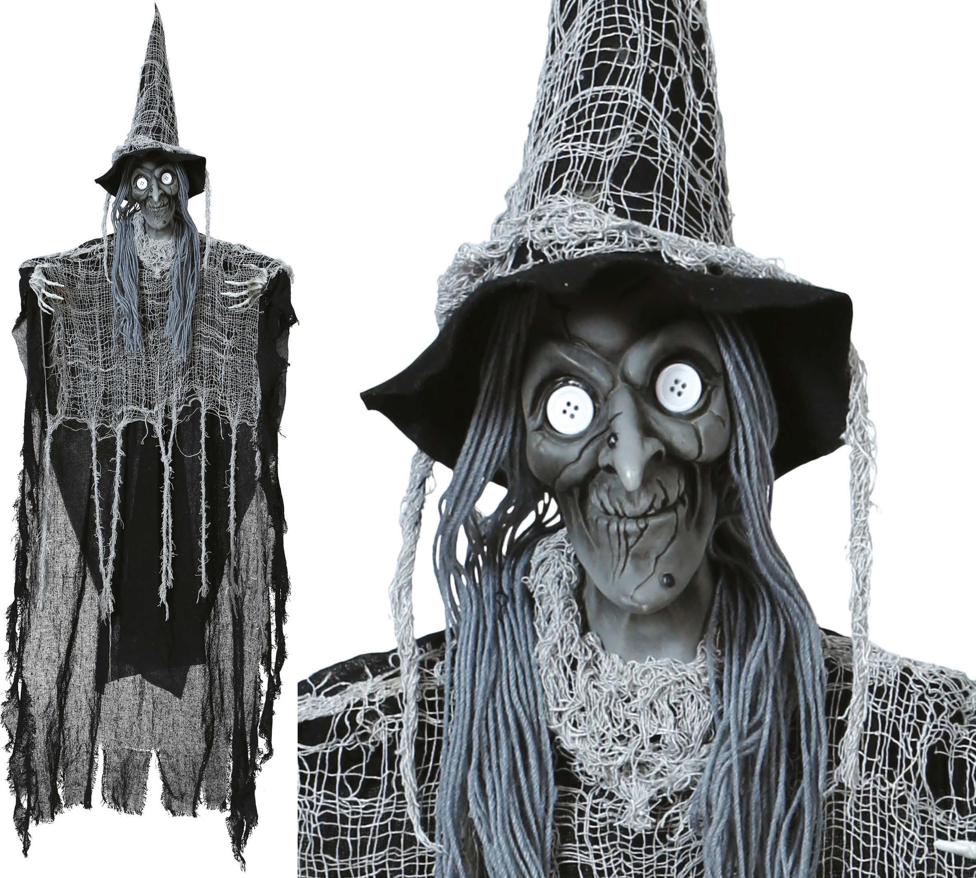 Hangdecoratie heks spinnenweb 130 cm halloween