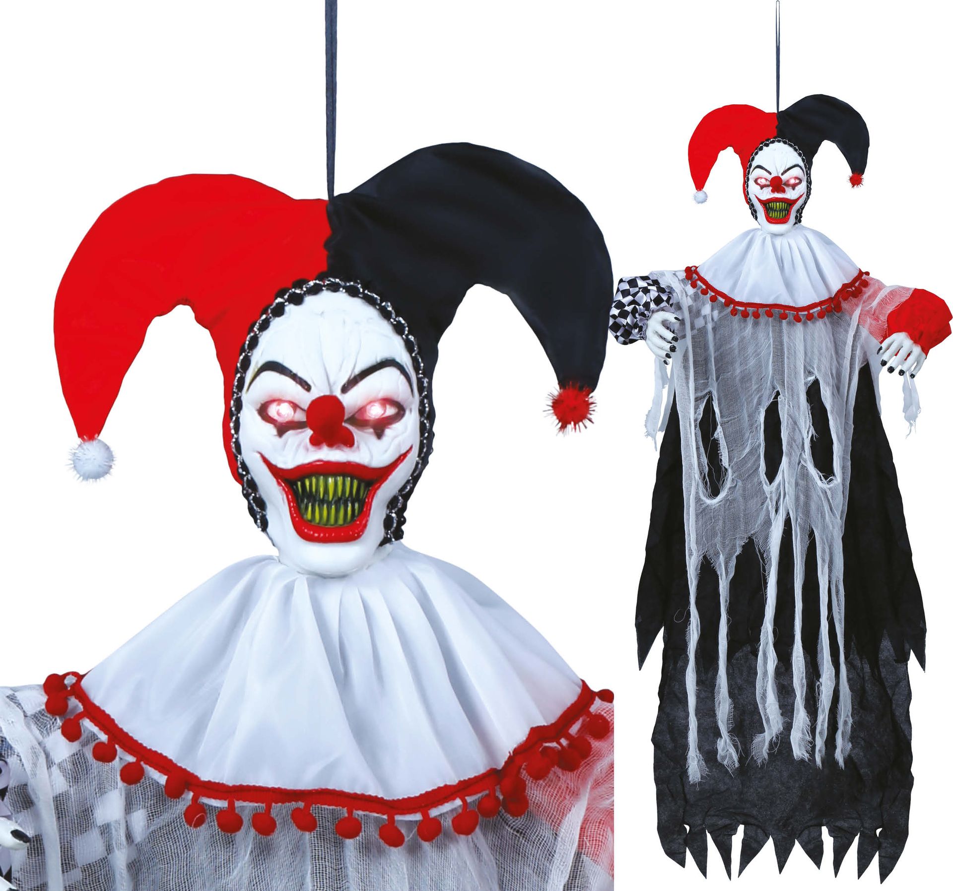 Hangdecoratie horrorclown 120 cm halloween