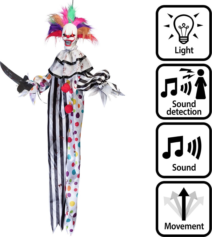 Hangdecoratie Killer Clown Halloween Licht Geluid Beweging