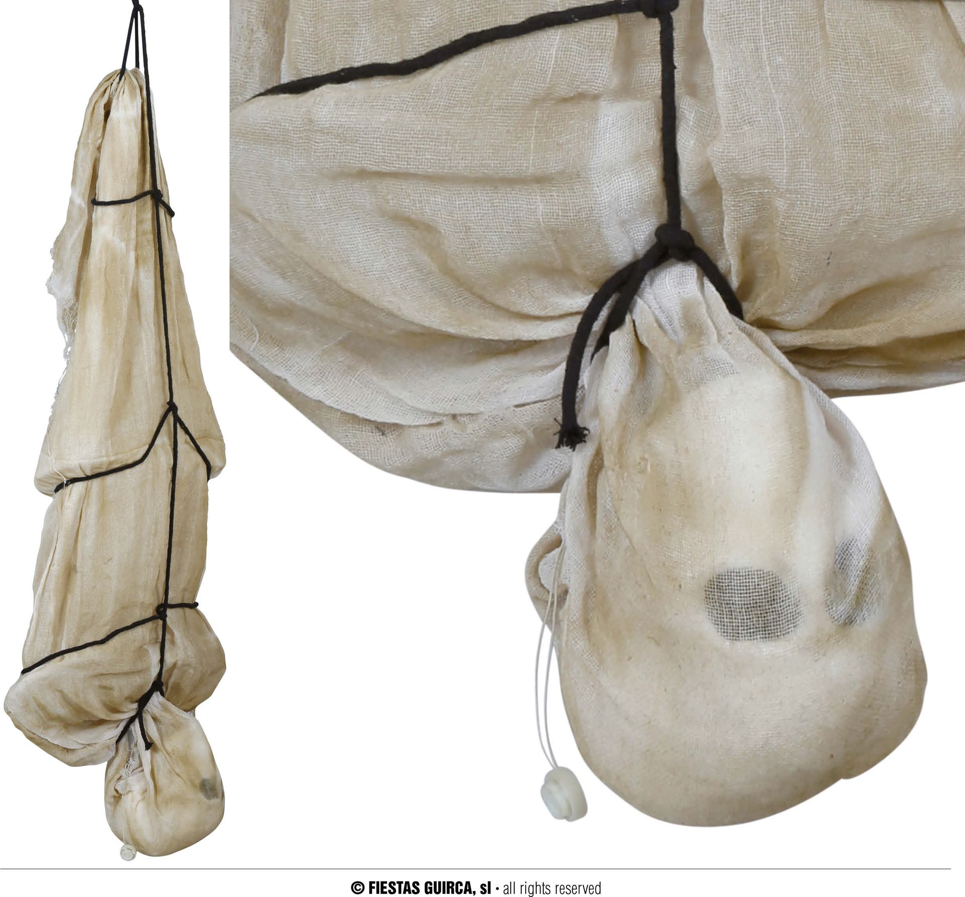 Hangdecoratie man in lijkenzak met licht, geluid en beweging 170 cm halloween