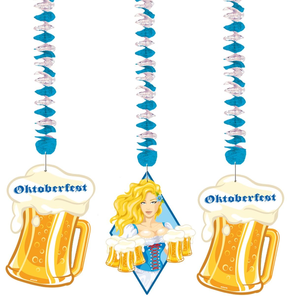 Hangdecoratie oktoberfest bierpullen 3 stuks